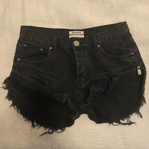Black One Teaspoon Bandit Side Laced Mini Shorts